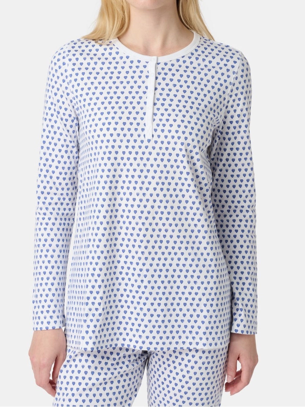 Roller Rabbit Hearts Pajama Top Blue XS 100% Cotton